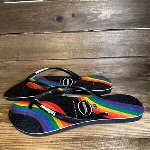 New Womens Havaianas Slim Pride Foam Flip‎ Flops Thong Sandals Size 11 M